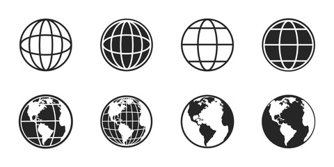 Earth Vector Icons. Earth icon. Globes with World Maps. Globes. Earth Globe with continents. Globe. Earth Globe. Vector illustration
