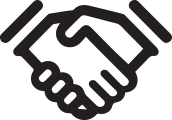 handshake vector icon line art simple black and white