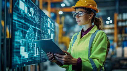 A supply chain manager analyzing data to improve sustainability performance across the logistics network