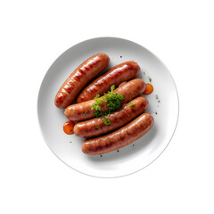 Grilled sausage served on a plate with a beautiful top view