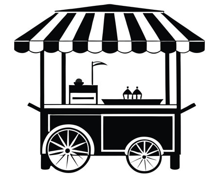 recommend clip art: Snack stand vector line art style
