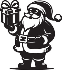 Christmas Santa claus with gift silhouette vector illustration isolated on a white background
