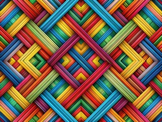 Abstract geometric pattern featuring intricately woven multicolored lines in various thicknesses and orientations, overlapping and intersecting to create a dynamic visual effect.