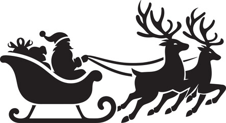 Christmas Santa claus with gift silhouette vector illustration isolated on a white background