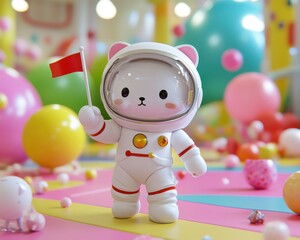 Fototapeta premium Playful Cartoon Character, a whimsical 3D figure with vibrant colors, exaggerated features, and an engaging pose that exudes fun and joy.
