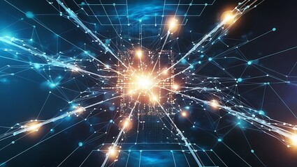 Telectronic circuit board with intricate patterns of lines, chips, and connections, representing modern technology and digital hardware in a tech-inspired design