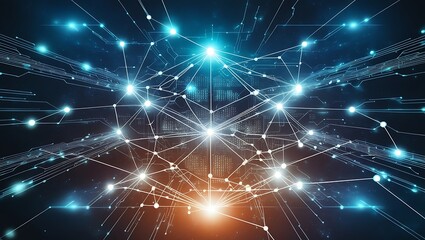 Telectronic circuit board with intricate patterns of lines, chips, and connections, representing modern technology and digital hardware in a tech-inspired design