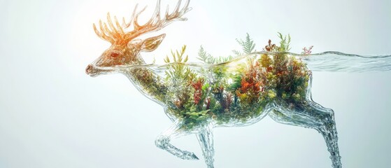Obraz premium Magical elk creature as a symbol of pure nature, with free space
