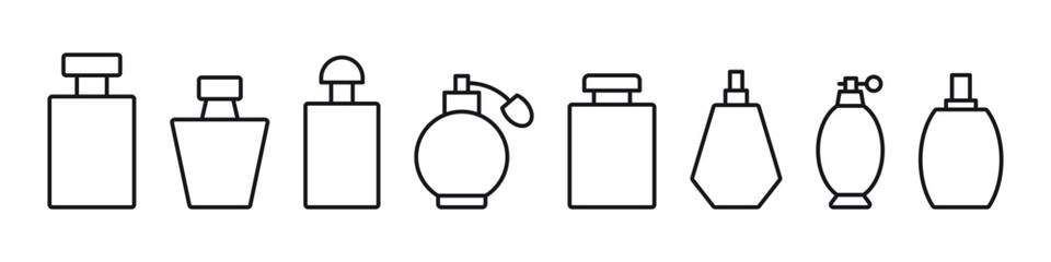 Perfume icons set. Simple perfume bottle icon. Vector logo illustration.