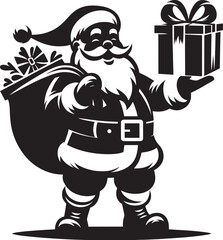 Christmas Santa claus with gift silhouette vector illustration isolated on a white background