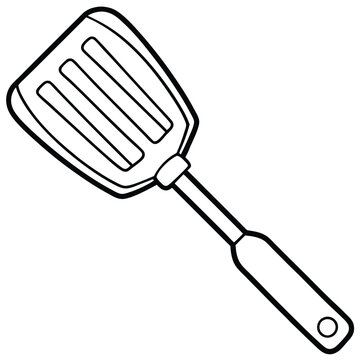 recommend clip art: Kitchen utensils spatula vector line art style