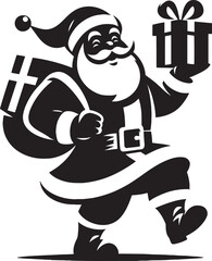 Christmas Santa claus with gift silhouette vector illustration isolated on a white background