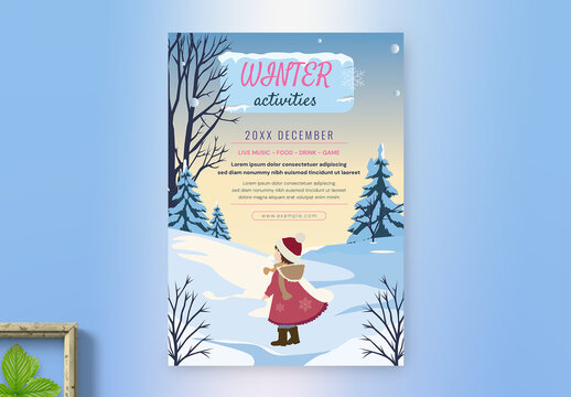 Kids Winter Activity Celebration Flyer Design Template