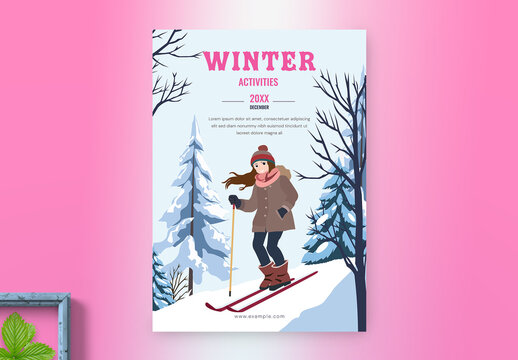 New Winter Activities Skating Event Flyer Design Template