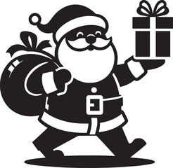 Christmas Santa claus with gift silhouette vector illustration isolated on a white background