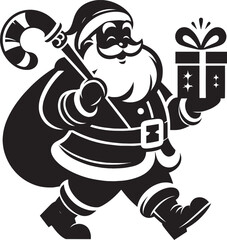 Christmas Santa claus with gift silhouette vector illustration isolated on a white background