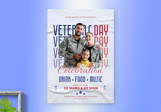 Customizable Modern Veterans Day Invitation Flyer Template