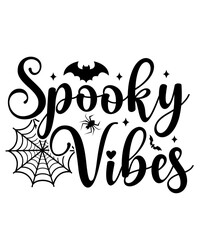 Halloween spooky vibes typography design on plain white transparent isolated background for card, shirt, hoodie, sweatshirt, apparel, card, tag, mug, icon, poster or badge