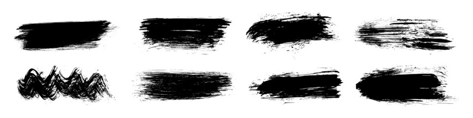 Grunge brush stroke set. Rough texture design
