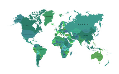 World political map. Flat geographic representation
