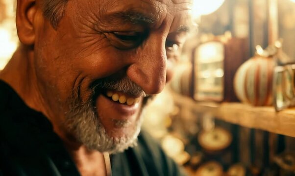 Welcoming Pawn Shop Owner Examining Vintage Watch