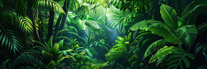 Fototapeta premium Lush Green Jungle Plant Wallpaper for Adventurous Game Show