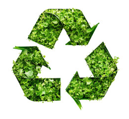 Environment green symbol, including topics such as climate change, resource consumption