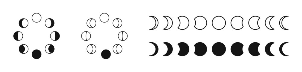 Moon phases icon. Lunar cycle representation