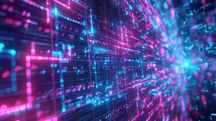 Fototapeta premium Abstract digital visualization of data streams in vibrant colors.