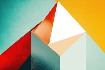 Captivating abstract geometric composition featuring vibrant colors and sharp angles, enhanced with a unique print effect for a modern artistic appeal.