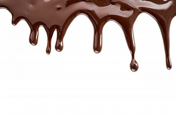Dripping chocolate on white background