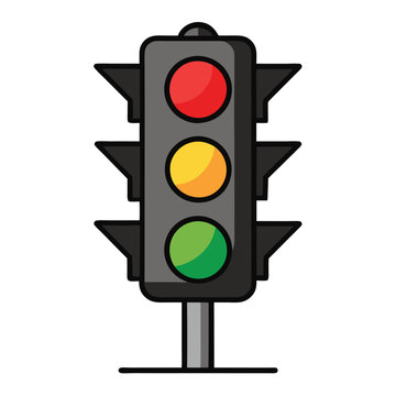 traffic light with red, yellow, green lights clip art preview