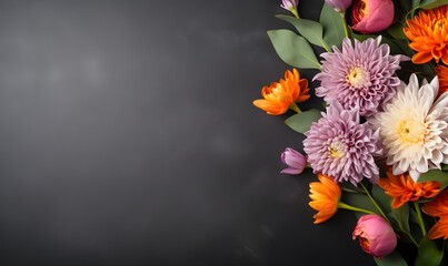 Minimalist Floral Arrangement on Black Background