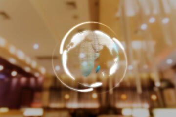 Digital Earth with blurred background