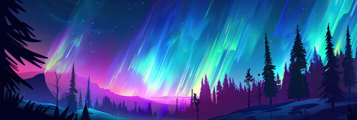 Fototapeta premium Glowing Aurora Borealis Theme for Arctic Game Show