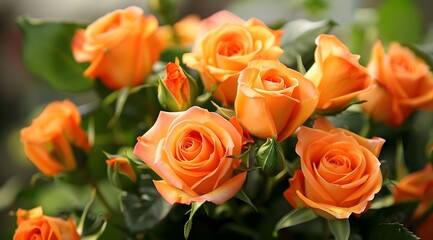 Naklejka premium Close-Up Bouquet of Orange Roses