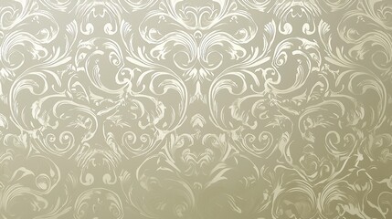 A beautifully detailed intricate design on shimmering silver wallpaper.