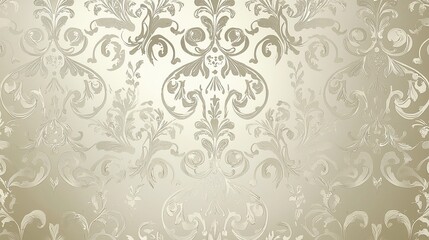 Fototapeta premium A beautifully detailed intricate design on shimmering silver wallpaper.