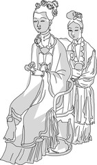 Sketch vector illustration silhouette design icon logo symbol engraving baground abstract painting classic people vintage ethnic traditional chinese