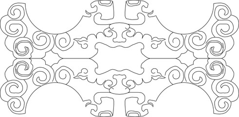 Sketch vector illustration silhouette design decoration ornament icon logo symbol engraving abstract classic vintage ethnic traditional chinese