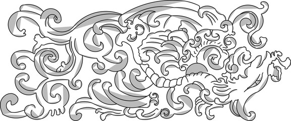 Sketch vector illustration silhouette design decoration ornament icon logo symbol engraving abstract classic vintage ethnic traditional chinese