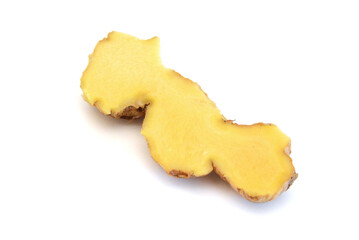 Fresh ginger root or rhizome isolated on white background cutout