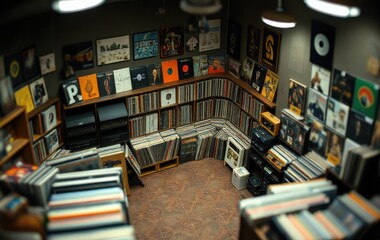Record Store Diorama in Isometric View