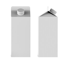 White Milk box, isolated on white background, 3d illustration, 3d rendering, realism, photo realistic