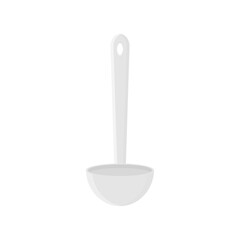 Metal ladle in cartoon style on a white background. Chef tools in a restaurant. Kitchenware.