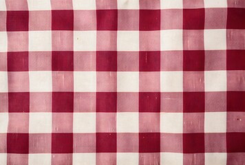 Burgundy and Cream Gingham Fabric Texture