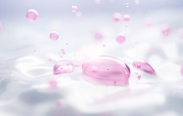 serum and vitamin drop on skin cell. serum through the skin layer and reduce up saggy skin of the skin cell. 3d rendering.