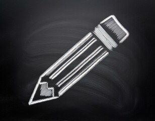 pencil chalk drawing on a blackboard writing equipment simple modern illustration icon
