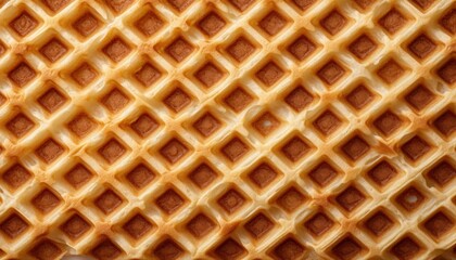 Naklejka premium A close up of a waffle with a honey glaze. The honey is spread out in a pattern. Generative AI