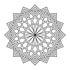 Black white simple mandala vector design on white background